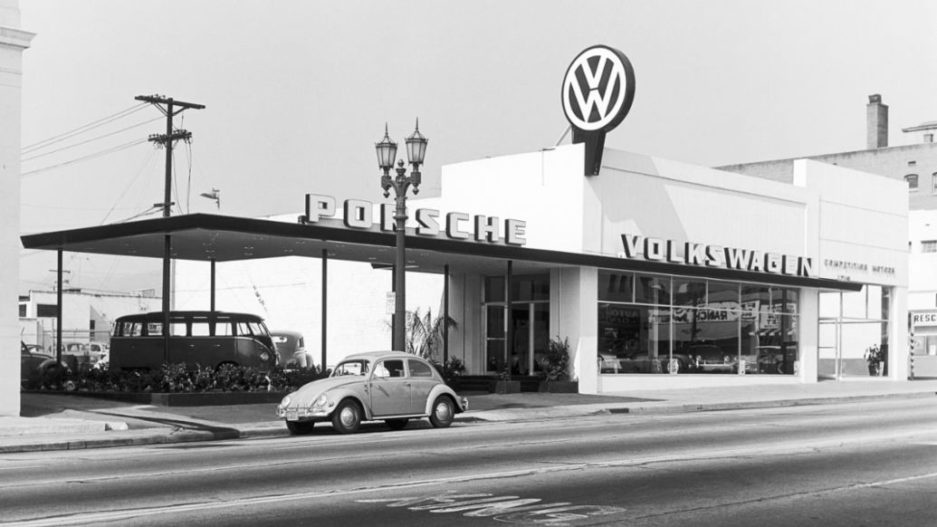 John von Neumann&rsquo;s &ldquo;Competition Motors&rdquo; dealership in Los Angeles, CA., Corporate Archives Porsche AG