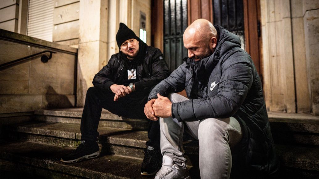 Kool Savas, rapper, Niko H&uuml;ls, l-r, Roadtrip Back 2 Tape, Berlin, 2020, Porsche AG