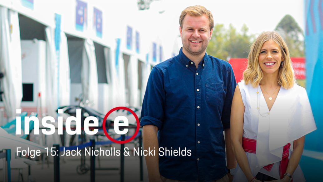 Jack Nicholls, Nicki Shields, l-r, &bdquo;Inside E&ldquo;-Podcast, 2020, Porsche AG