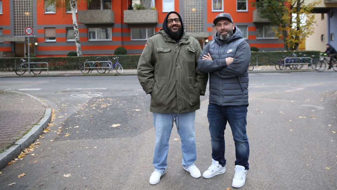 Moses Pelham, Niko H&uuml;ls, Backspin, l-r, Back to Tape, Frankfurt, 2018, Porsche AG