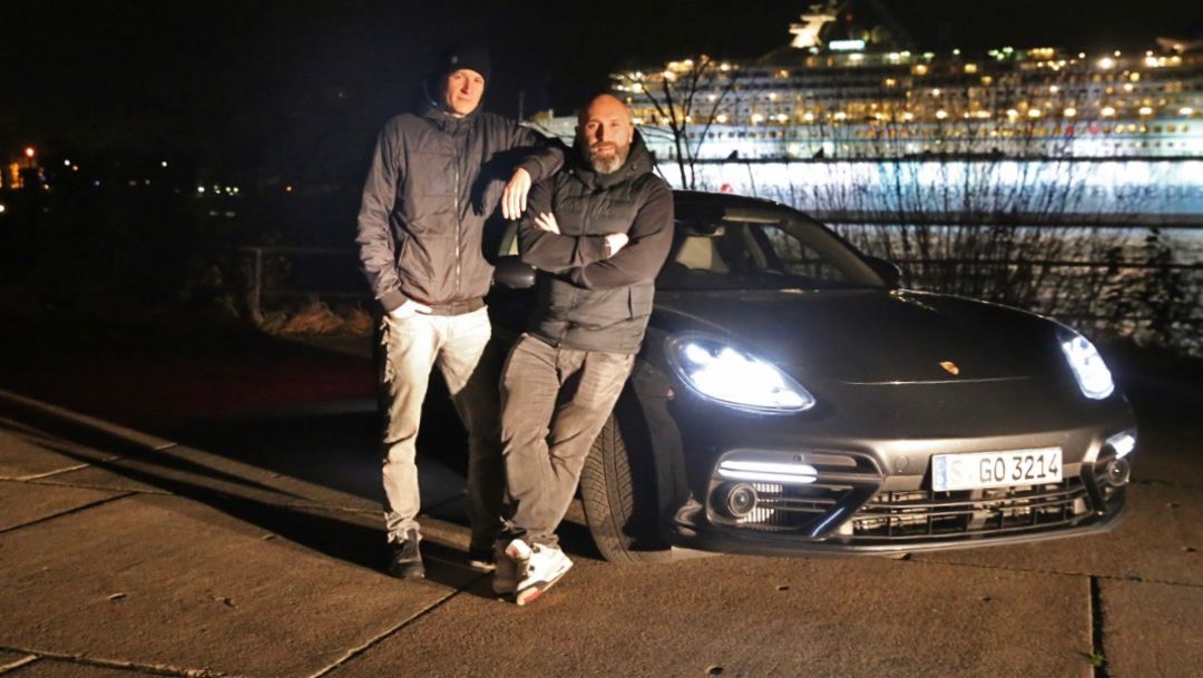Falk Schacht, Nico H&uuml;ls, l-r, Porsche Panamera Turbo, Hamburg, 2018, Porsche AG