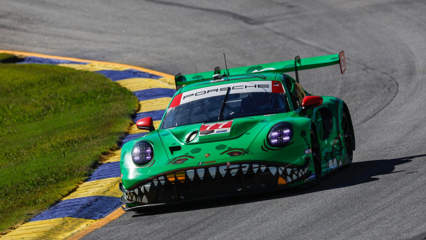 Porsche 911 GT3 R, AO Racing (#77), Laurin Heinrich (D), Michael Christensen (DK), Julien Andlauer (F), IMSA, Road Atlanta, USA, 2024, Porsche AG